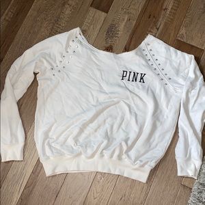 RARE pink studded off the shoulder sweatshirt